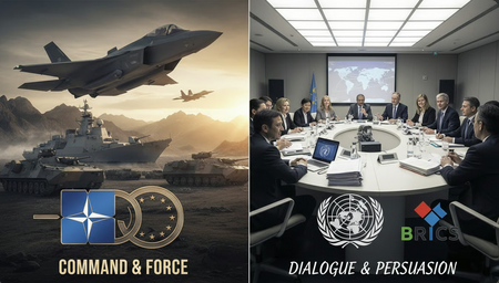 Różnica w zasadzie kierowania między NATO/EU a ONZ/BRICS