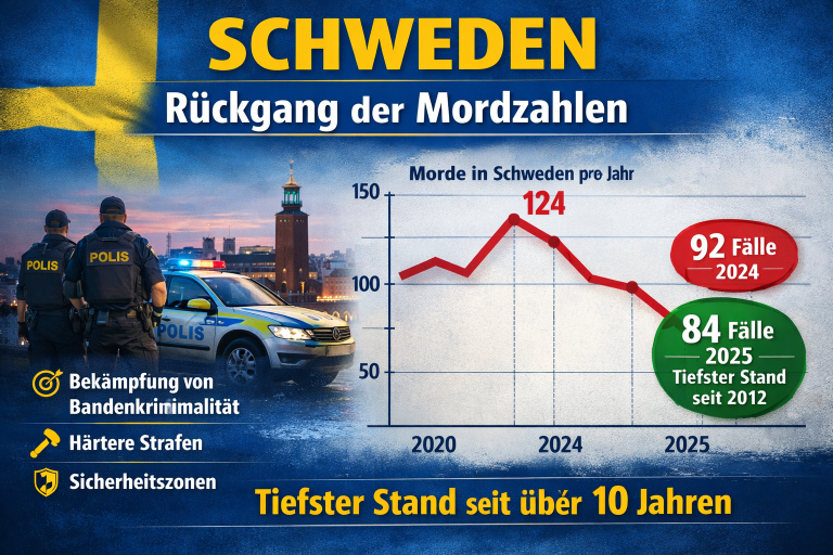 SZWECJA – Spadek liczby morderstw dzięki rządowi obywatelsko-wolnościowemu