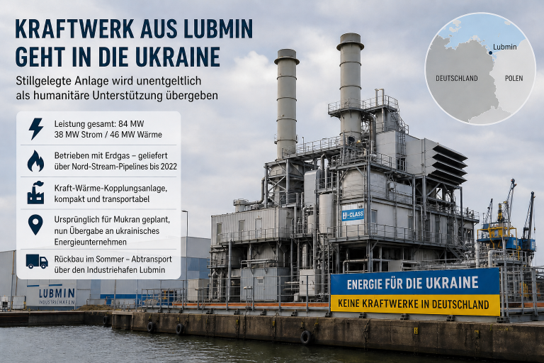 Deutschland verschenkt Gaskraftwerk aus Lubmin an Ukraine