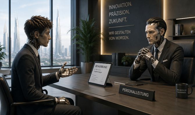 Wenn sich ein Roboter bei einem Roboter um einen Job bewirbt